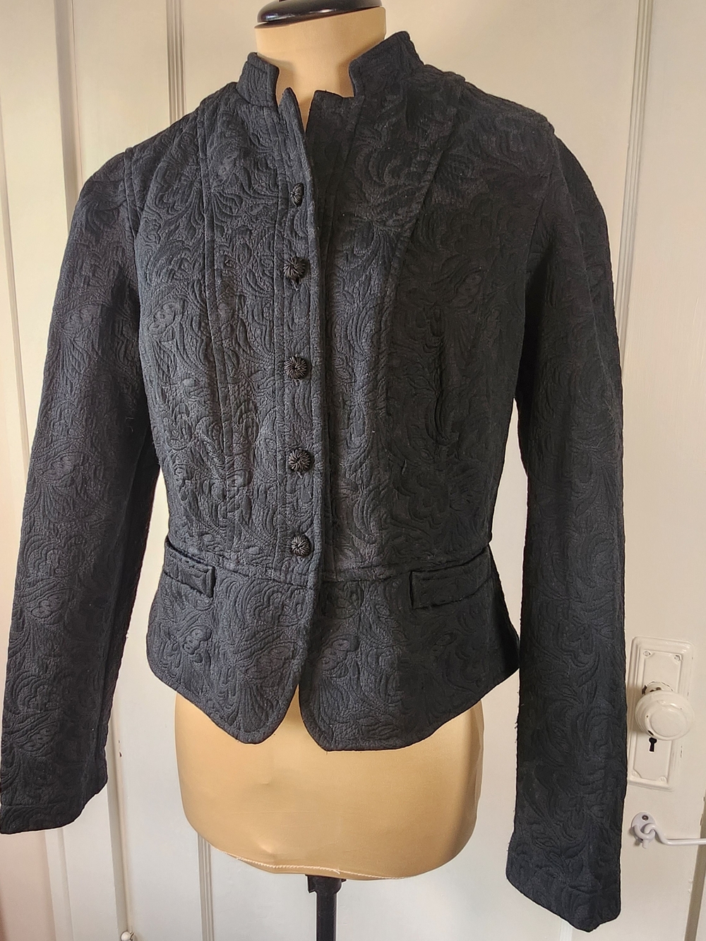 Mossimo Supply Co. Sz S Black Embroidered Stand Collar Blazer